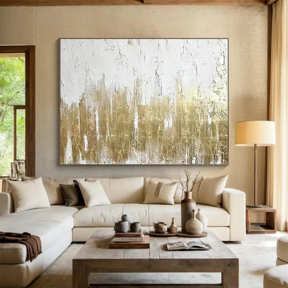 Gold - Foil Texture Abstract Art for Luxurious Entryway DLZ2811