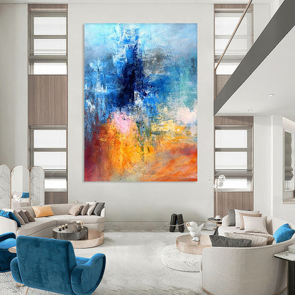 Blue - Toned Abstract Art for Modern Home Office Focus Zones DLZ0003