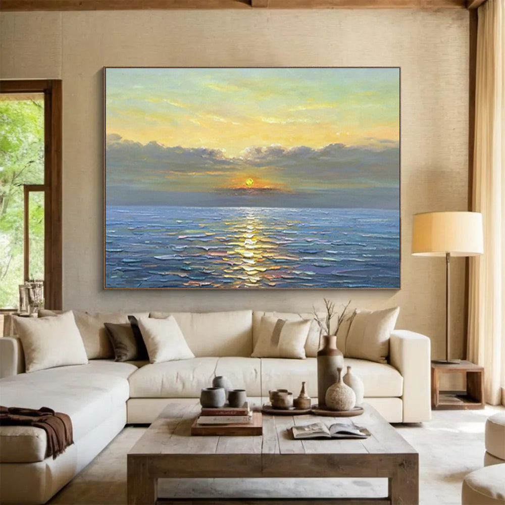 Sea Sunset Oil Painting for Nautical - Themed Beach House Dinning Areas DLZ3267