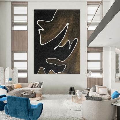 Black - Brown Line Art for Industrial - Style Bar Wall Decor DLZ0070