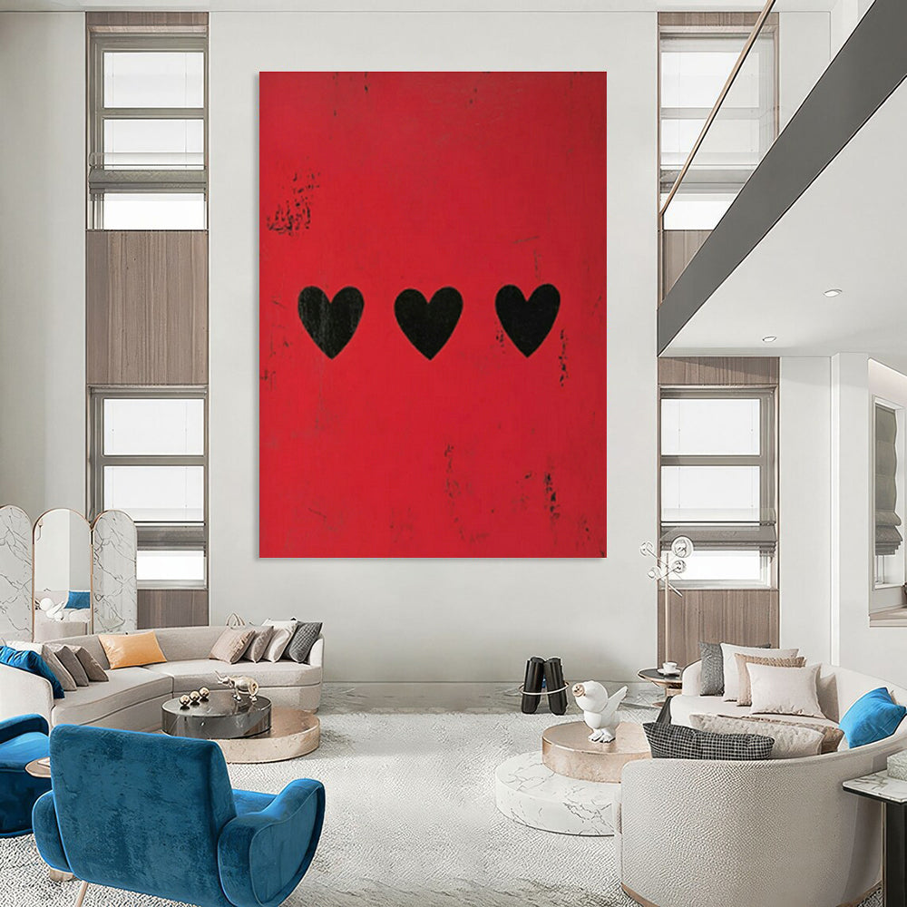 Red - Background Black - Hearts Art for Romantic Restaurant & Pop - Art Gallery DLZ1847