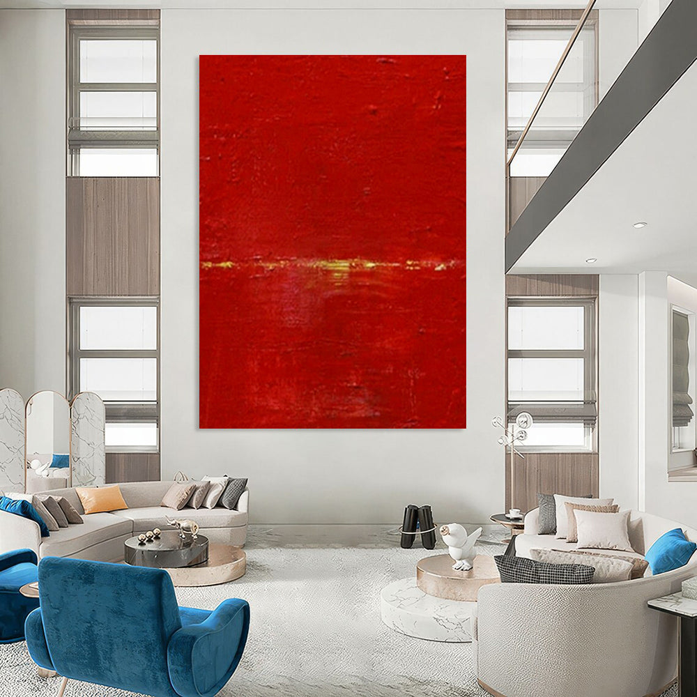 Bold Red Minimalist Art for Modern Office Lobby & Dramatic Dining Room DLZ1992