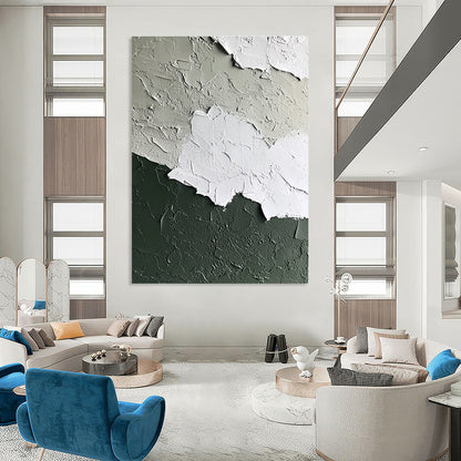Textured Green - Gray Wall Art for Industrial - Style Café & Interior Design Studio STSC132