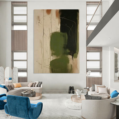 Olive - Black Abstract Art for Rustic Hunting Lodge & Modern Art Gallery DLZ0846