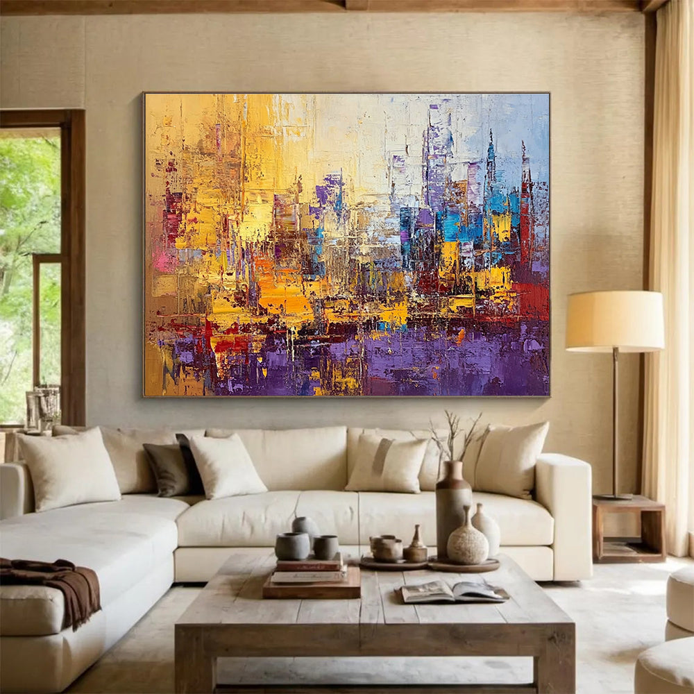 Vibrant Cityscape Abstract Art for Urban Loft & Traveler’s Study SC355
