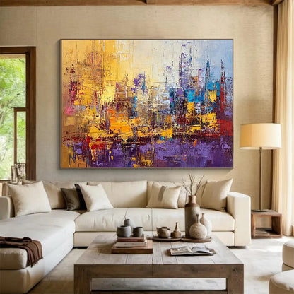 Vibrant Cityscape Abstract Art for Urban Loft & Traveler’s Study SC355