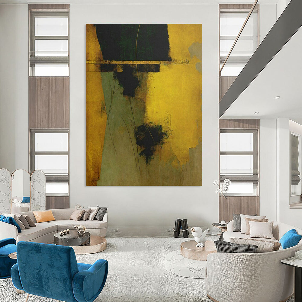 Gold - Green Abstract Art for Luxury Hotel Suite & Art Deco Bedroom DLZ1634