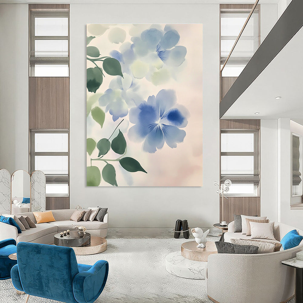 Light Blue Flowers Art for Elegant Home Bedroom & Boutique Hotel Lobby STSC1050