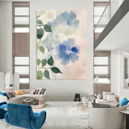 Light Blue Flowers Art for Elegant Home Bedroom & Boutique Hotel Lobby STSC1050