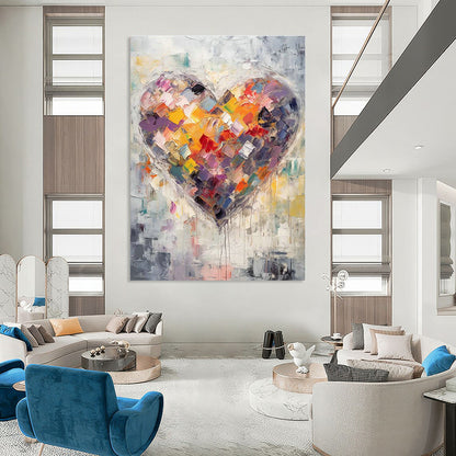 Colorful Heart Abstract Art for Romantic B&B Common Areas DLZ0129
