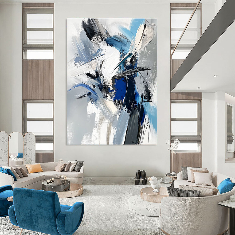 Blue & Gray Abstract Energy Art for Creative Studio & Lounge STSC717