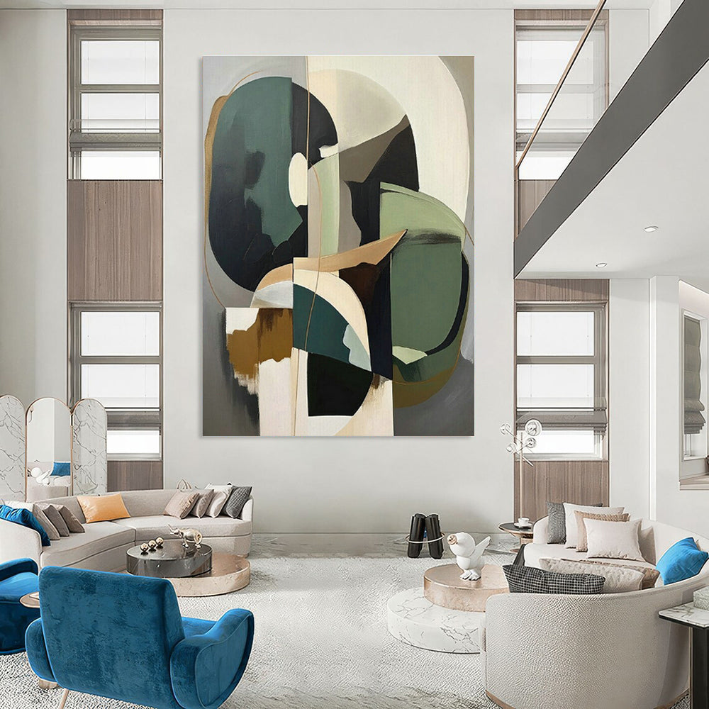 Geometric Abstract Art for Modern Corporate Office & Mid - Century Modern Home Living Room DLZ1619