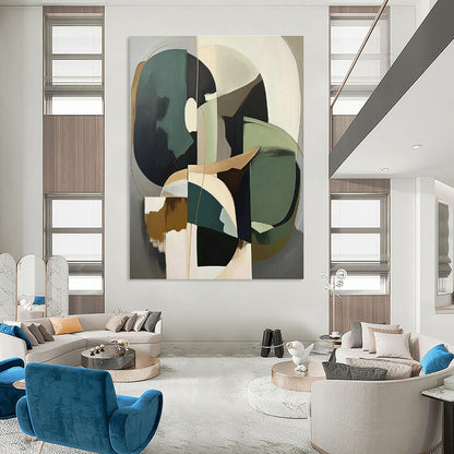 Geometric Abstract Art for Modern Corporate Office & Mid - Century Modern Home Living Room DLZ1619