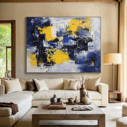 Blue - Yellow Abstract Art for Modern Office Break Room & Creative Studio SC031
