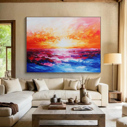 Vivid Sunset Sea Art for Beachfront Bar & Bold Dining Room SC074