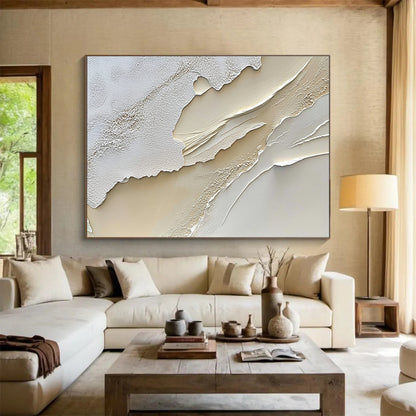 Textured White - Beige Layers Art for Luxury Spa & High - End Boutique SC459