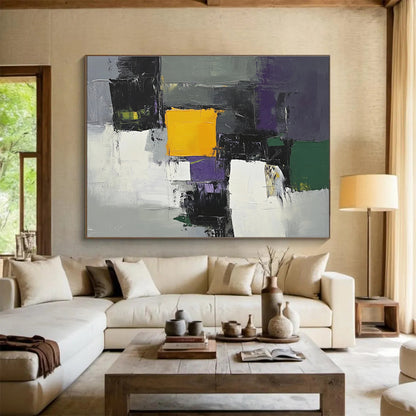Gray - Based Color Block Abstract Art for Contemporary Lobby & Urban Apartment SC324