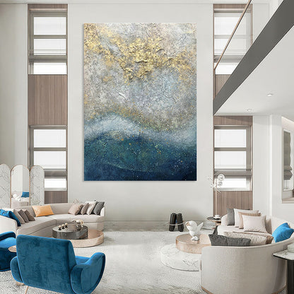 Gold - Gray Textured Sea Art for Luxury Yacht Club & Rooftop Sunset Bar DLZ0965
