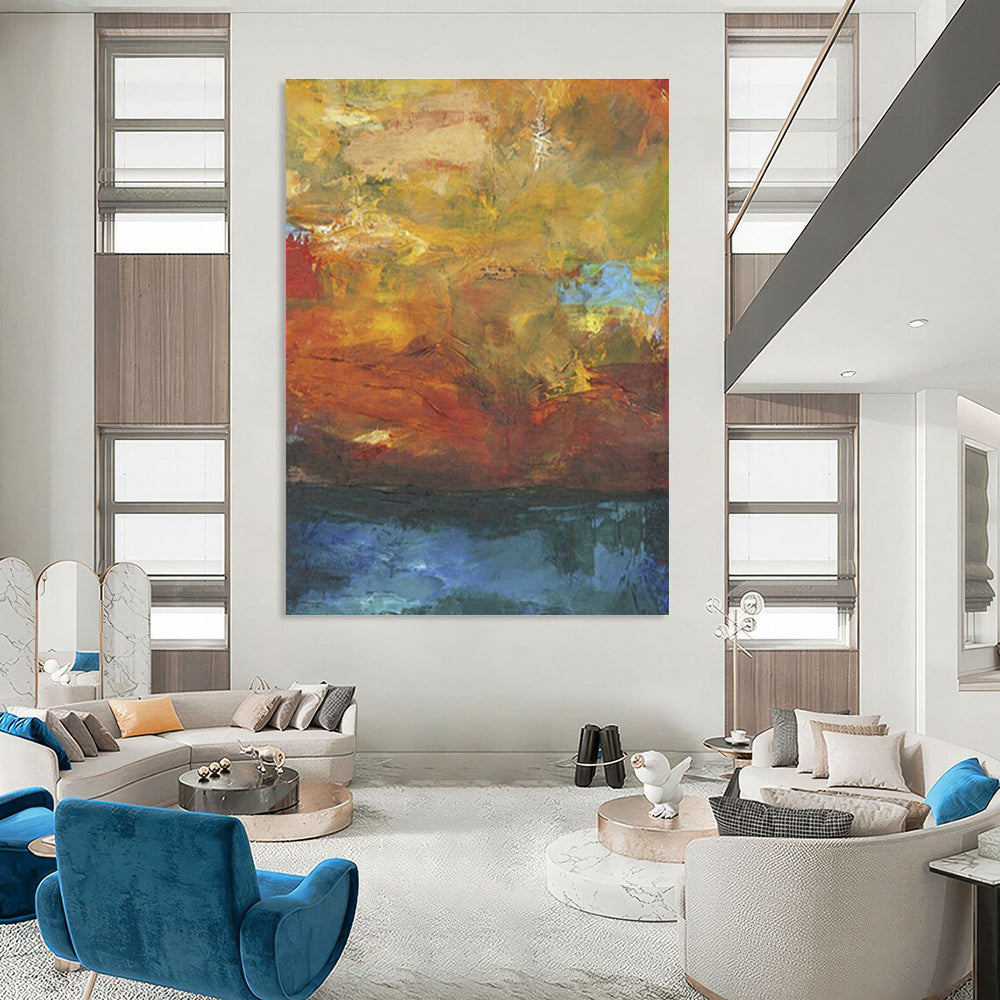 Warm - Toned Abstract Landscape Art for Cozy Café & Autumn - Themed Restaurant DLZ0631