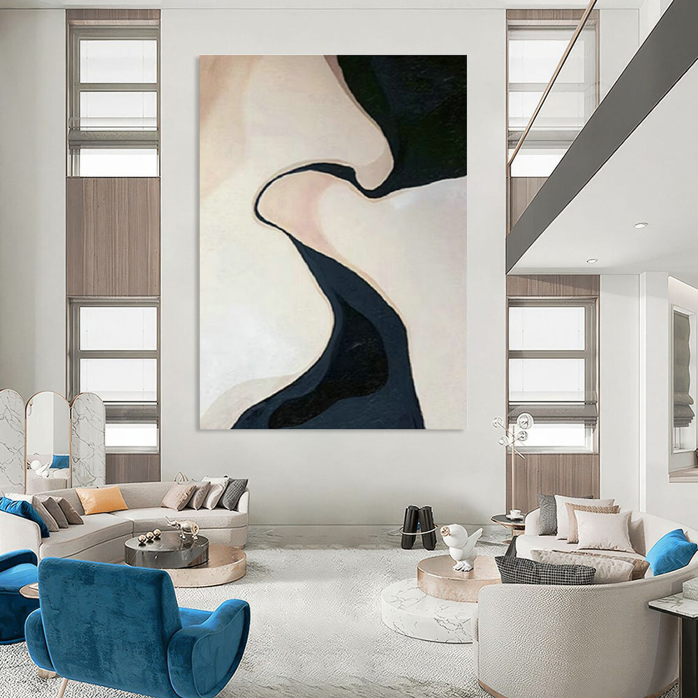 Curved Black - White Art for Modern Spa & Minimalist Bedroom DLZ1509