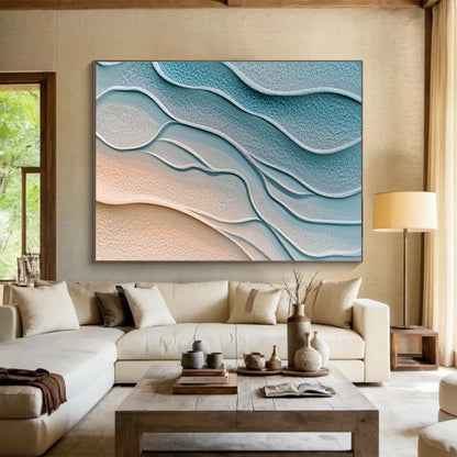 Blue - Gray Sand Waves Art for Coastal Home & Spa Retreat SC452