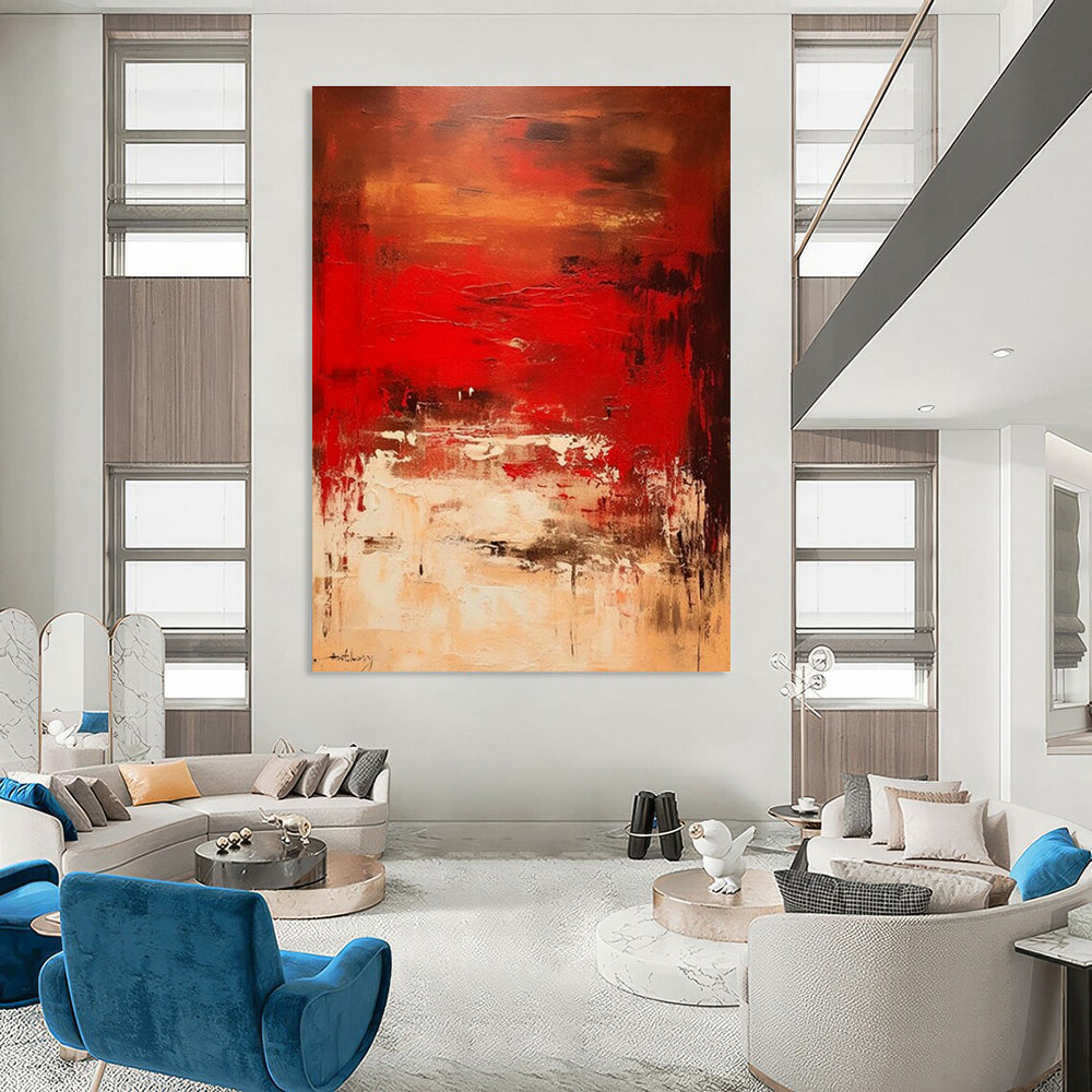 Deep Red Abstract Art for Theater Lounge & Luxury Home Bar DLZ1657