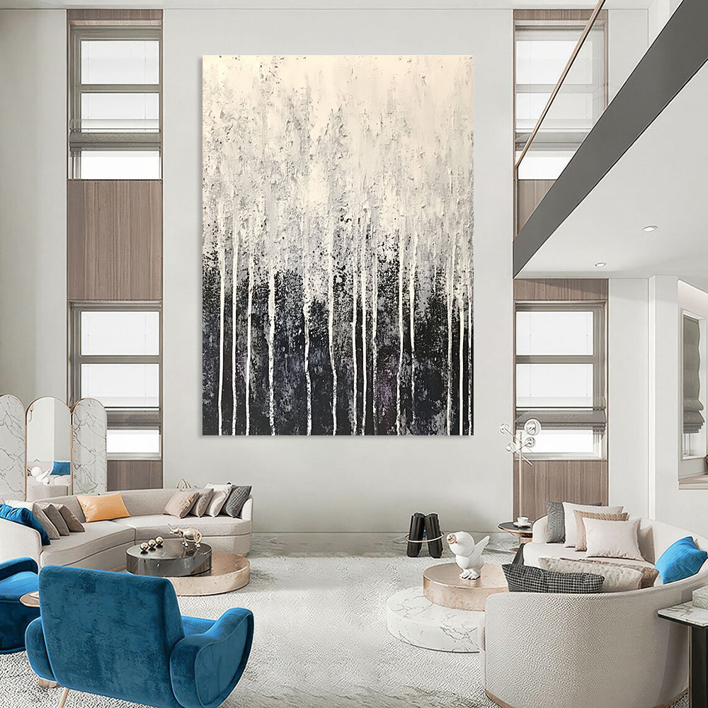 Grey and White Dripping Forest for Modern Industrial Office & Art - Inspired Home Library STSC360