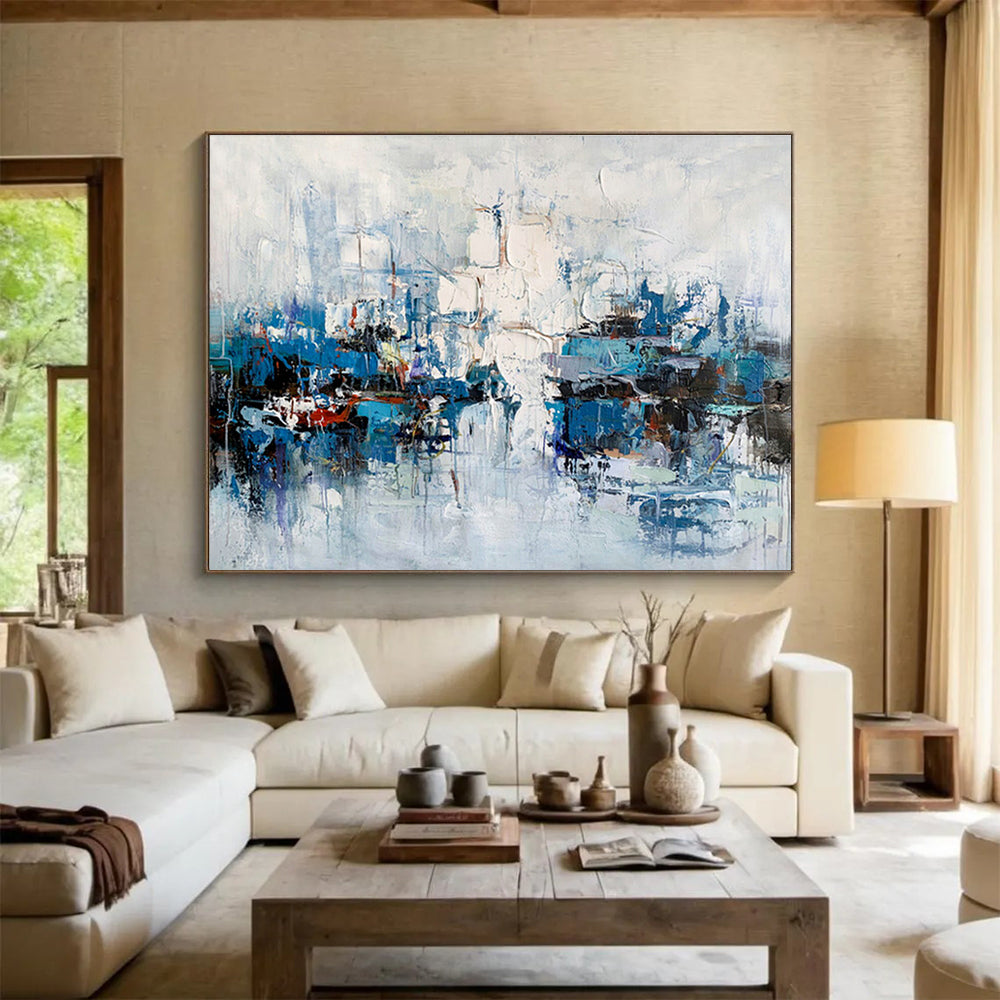 Blue - Toned Harbor Abstract Art for Nautical - Themed Home Offices DLZ2546