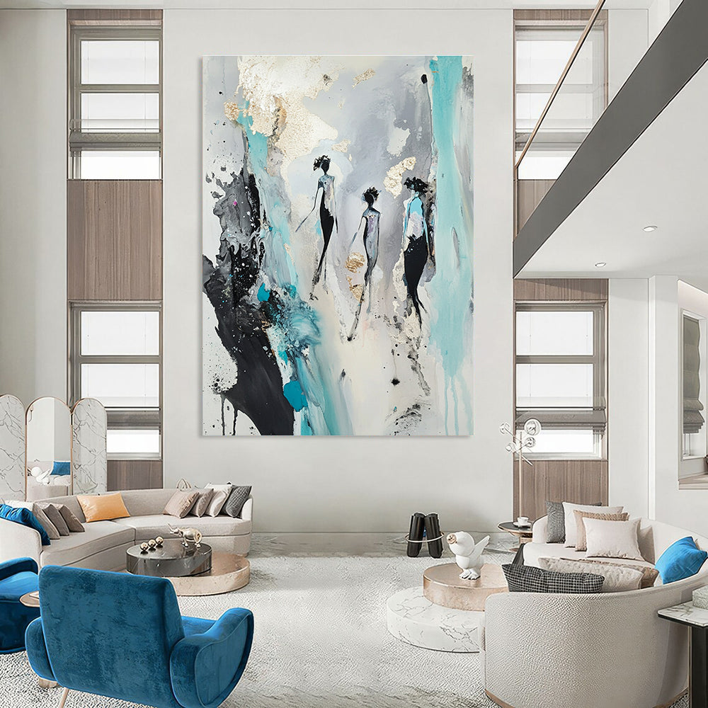 Abstract Figures with Gold Accents Art for Bedroom & Boutique STSC726