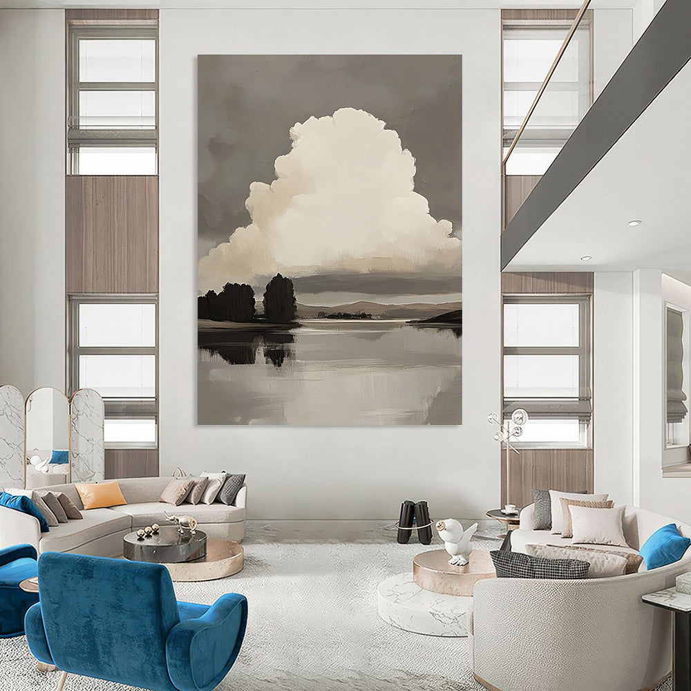Monochrome Landscape for Rustic Home Office & Art - Loving Library STSC868