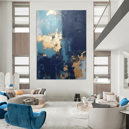 Blue - Gold Abstract Art for Luxury Hotel Suite & High - End Home Library DLZ1722