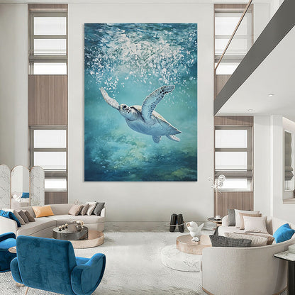 Sea Turtle in Blue for Aquarium - Themed Home & Wellness Center STSC1175