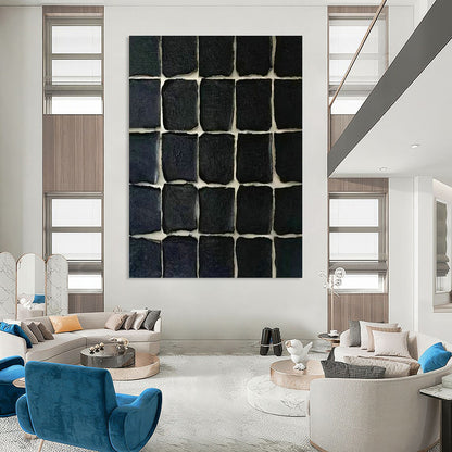 Black Square Collage Art for Minimalist Art Studio & Industrial - Chic Apartment DLZ1974