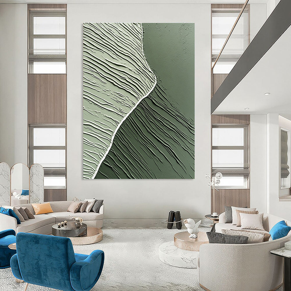 Textured Green Waves for Nature - Inspired Spa & Modern Eco - Friendly Home STSC962