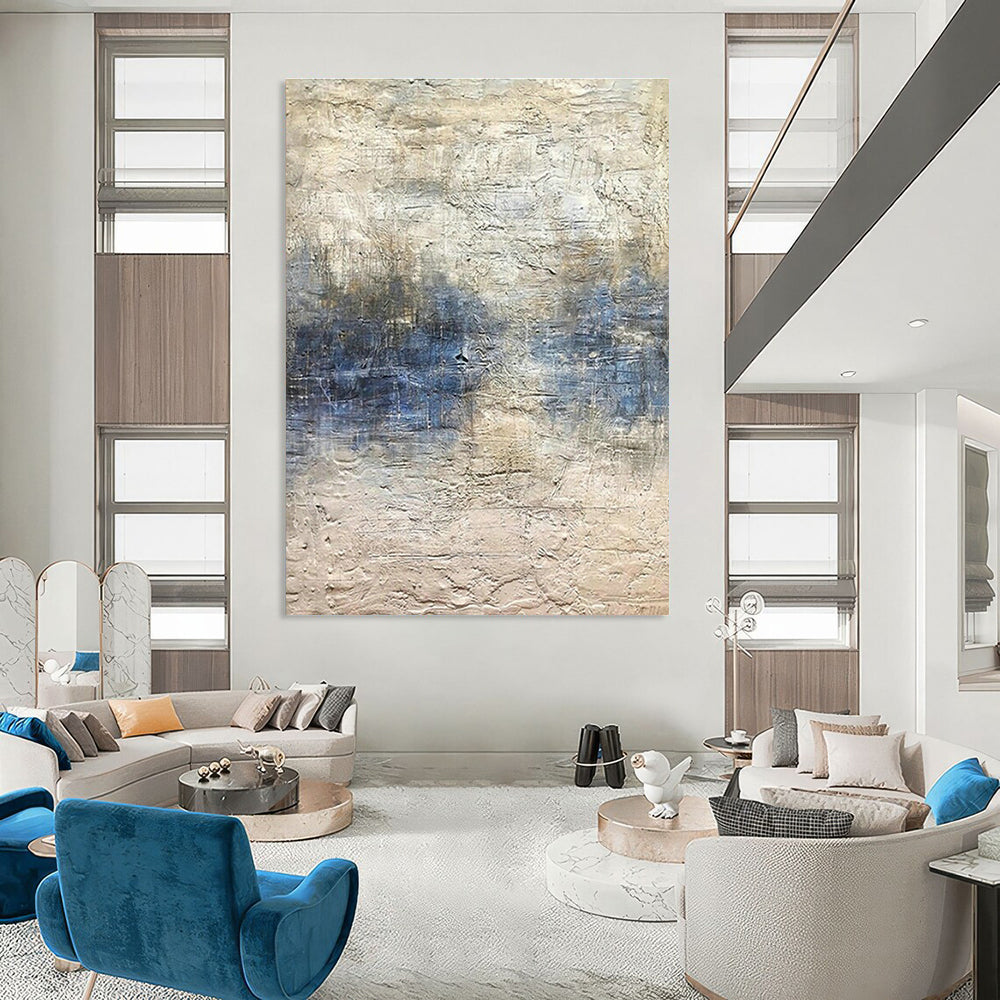 Gray - White - Blue Textured Art for Modern Art Studio & Spa - Inspired Home DLZ1862