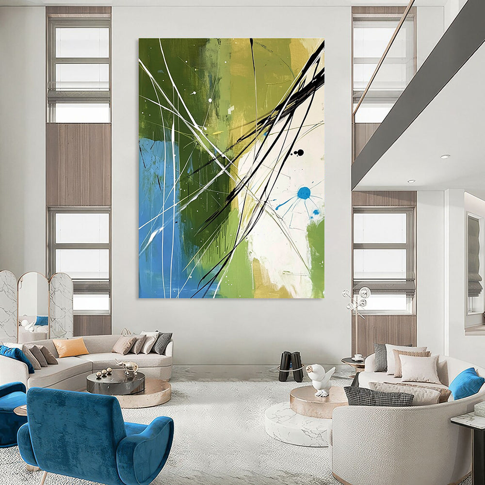 Green and Blue Abstract Lines for Modern Living Room & Creative Office STSC320