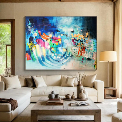 Blue - Tone Colorful Abstract Art for Coastal - Themed Restaurants DLZ2448