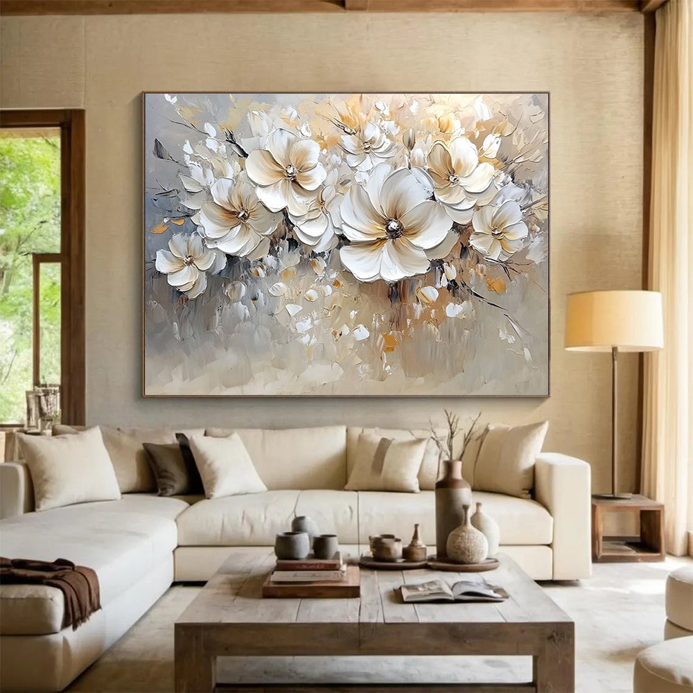 Cream - Colored Floral Bouquet Art for Wedding Venue & Elegant Living Room SC001