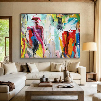 Colorful Figure Abstract Art for Bohemian - Chic Café Community Spaces DLZ2685