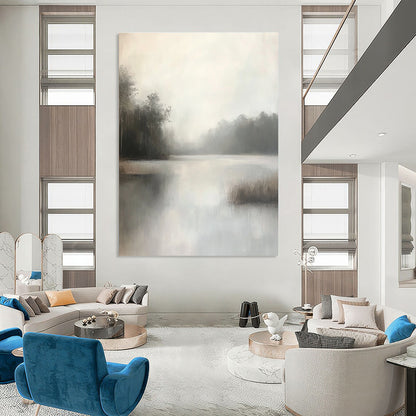 Misty Lake Landscape for Serene Bedroom & Nature - Inspired Café STSC1100