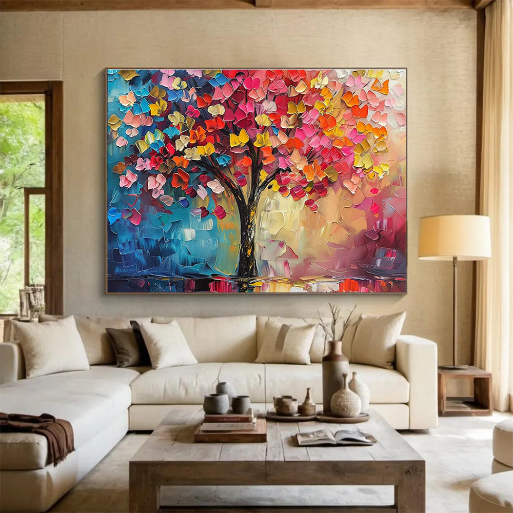 Colorful Tree Palette Knife Art for Art Gallery Featured Exhibits DLZ3242