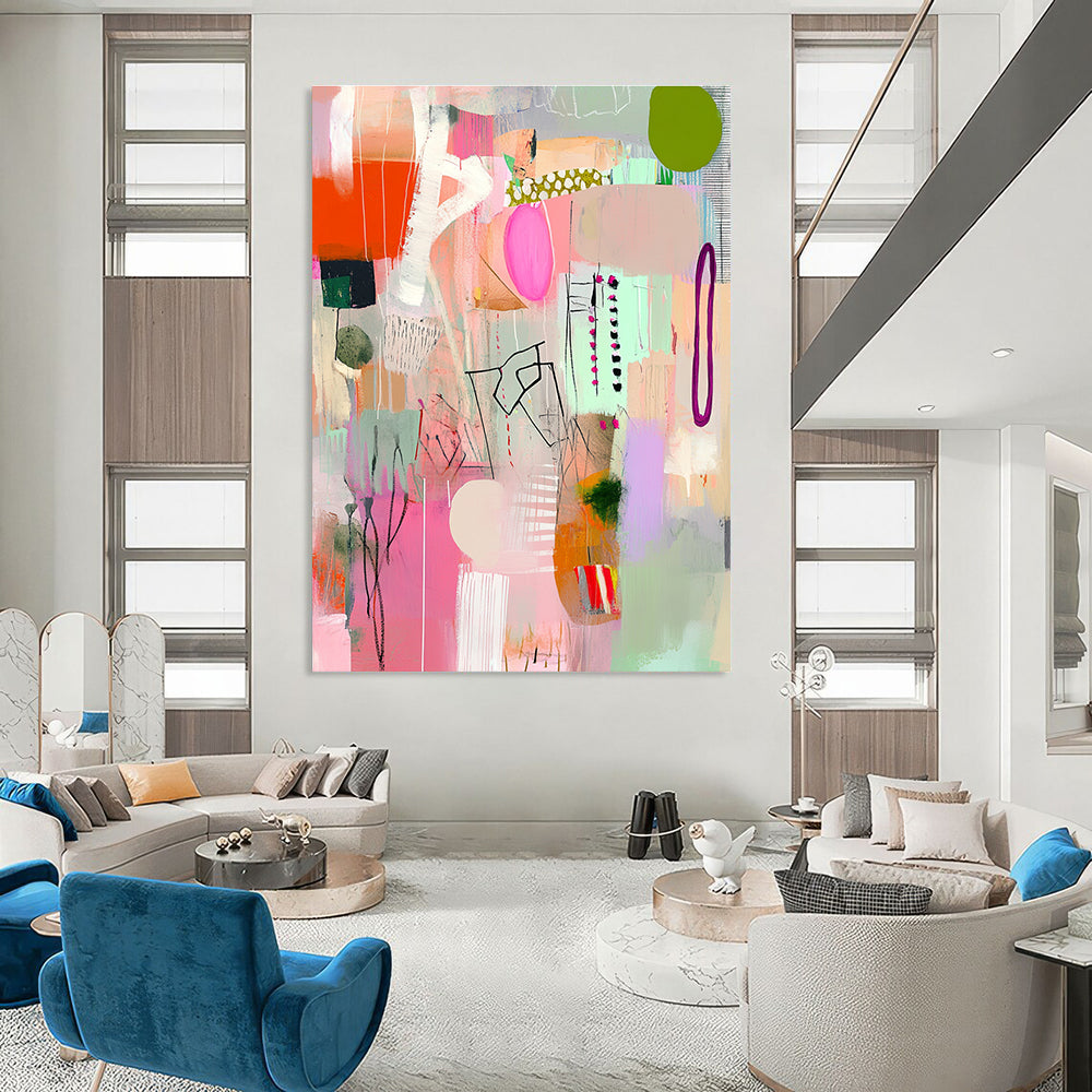 Colorful Abstract Collage for Bohemian Home Living Room & Art Gallery Café STSC1040