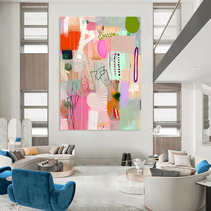 Colorful Abstract Collage for Bohemian Home Living Room & Art Gallery Café STSC1040