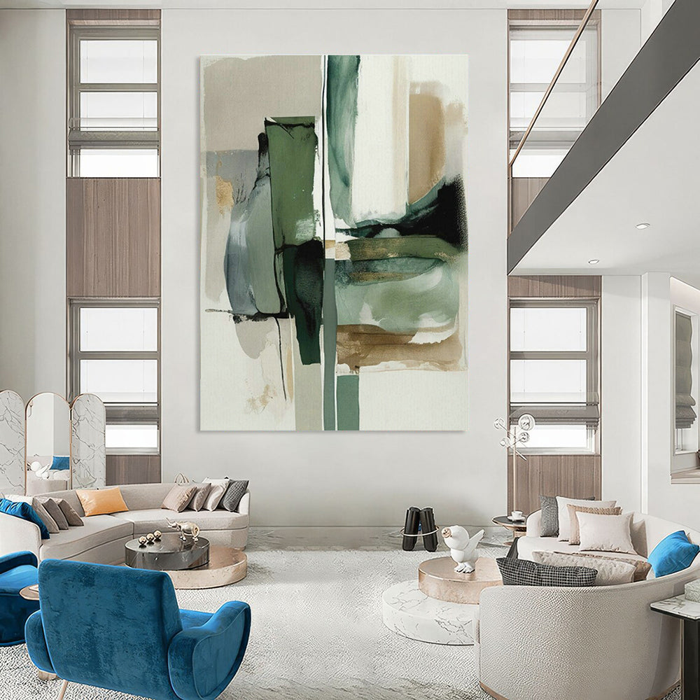 Calming Green - Gray Abstract Art for Wellness Spa & Scandinavian Bedroom DLZ1638