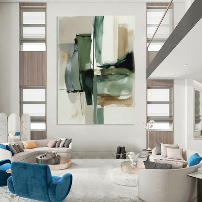 Calming Green - Gray Abstract Art for Wellness Spa & Scandinavian Bedroom DLZ1638