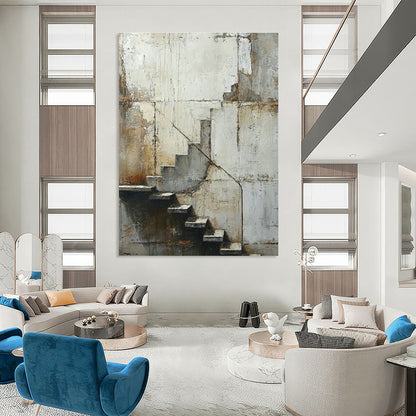 Weathered Wall & Stairs Realistic Art for Living Room & Office Hallway DLZ0523