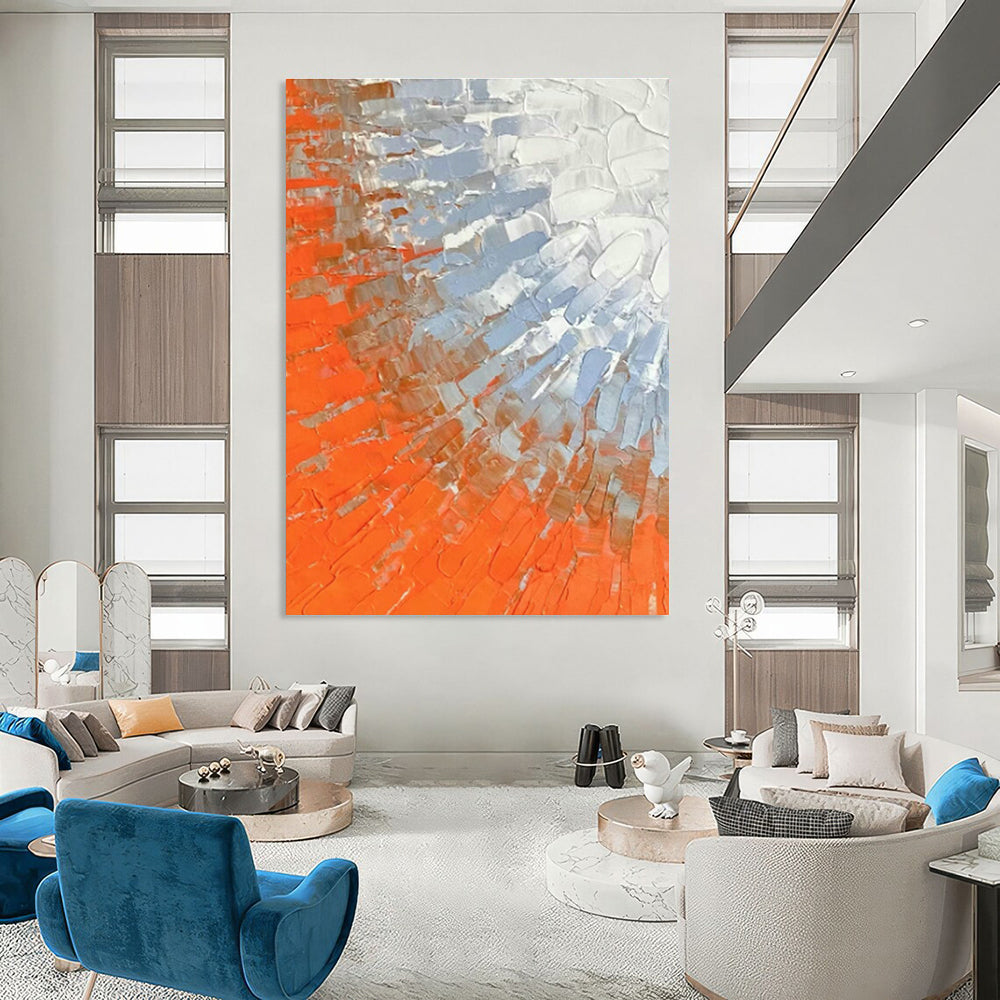 Orange and Blue Textured Art for Rooftop Terrace & Fitness Studio DLZ0613
