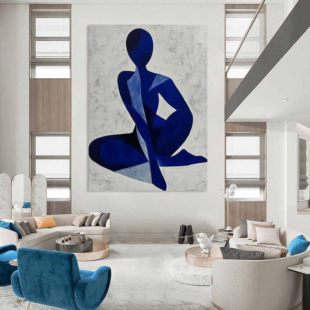 Blue Abstract Figure Art for Contemporary Art Gallery & Yoga Studio STSC1405