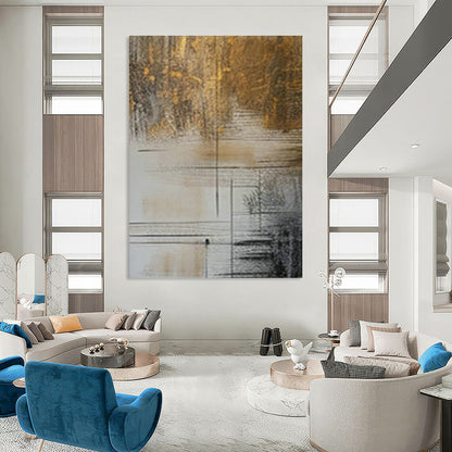 Gold - Brown Line - Geometric Abstract Art for Luxury Hotel Lobby & High - End Jewelry Store DLZ0987