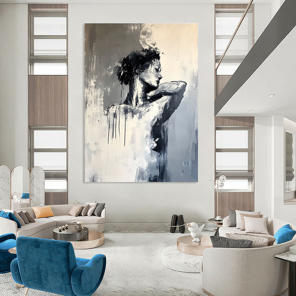 Black and White Abstract Figure for Modern Dance Studio & Sophisticated Art Gallery STSC164